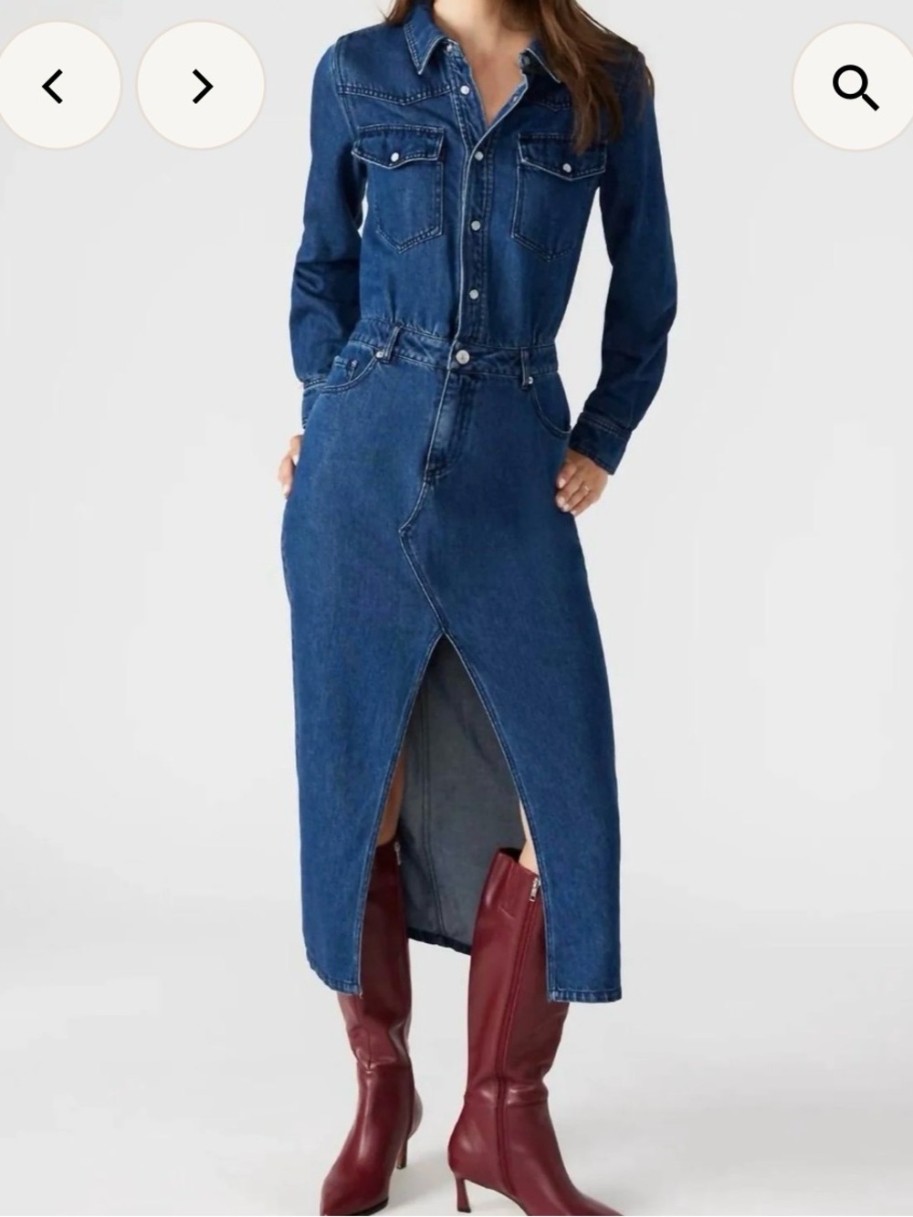 Steve Madden Dark Indigo Denim Straight-Leg Skirt with Front Slit